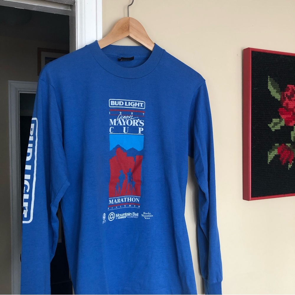 Vintage Bud Light 1987 Cobalt Blue Long Sleeve Crew